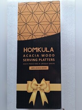 HOMKULA Acacia Wood Serving Trays Set of 6 – Open Box / Brand New Inside